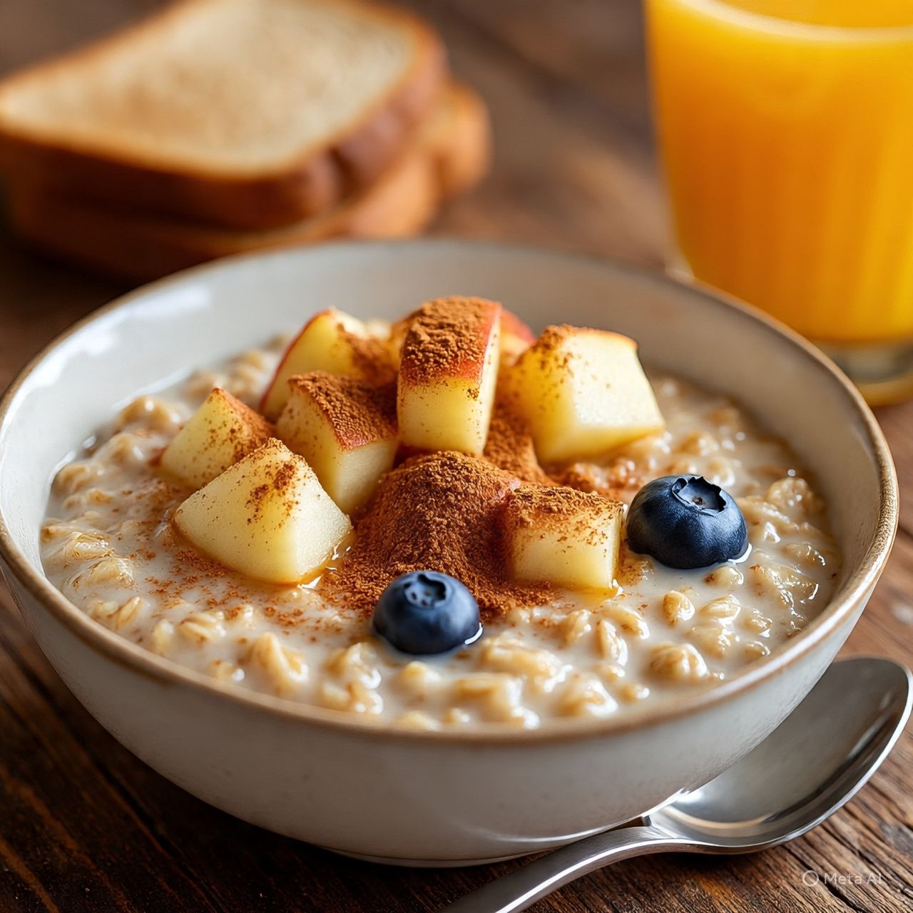 Healthy oatmeal bowl with berries and toppings