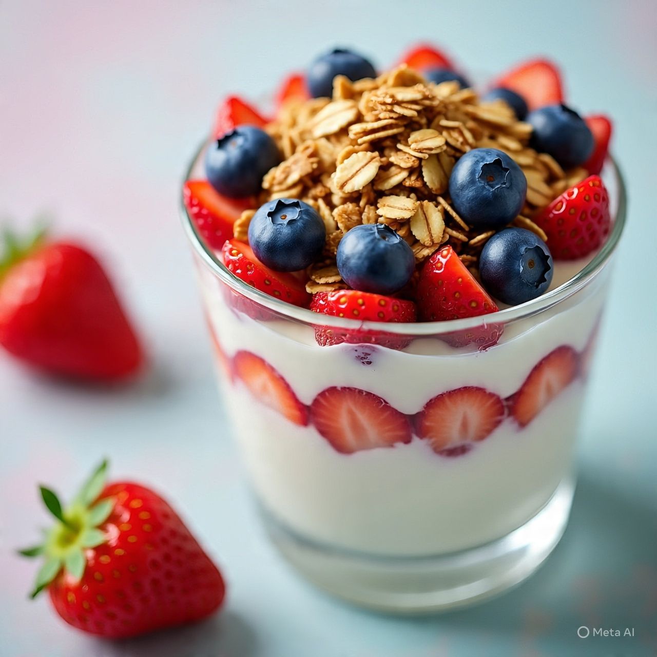 GREEK YOGURT PARFAIT  WITH FRUIT AND GRANOLA